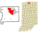 St. Joseph County Indiana Incorporated and Unincorporated areas South Bend Highlighted